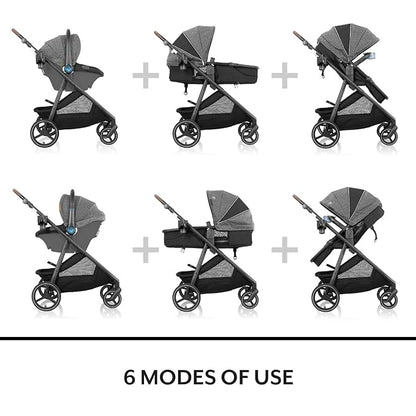 Evenflo Shyft Intuiti Travel System Featuring LiteMax NXT Preemie and Infant Car Seat with SensorySoothe (Eclipse Black)