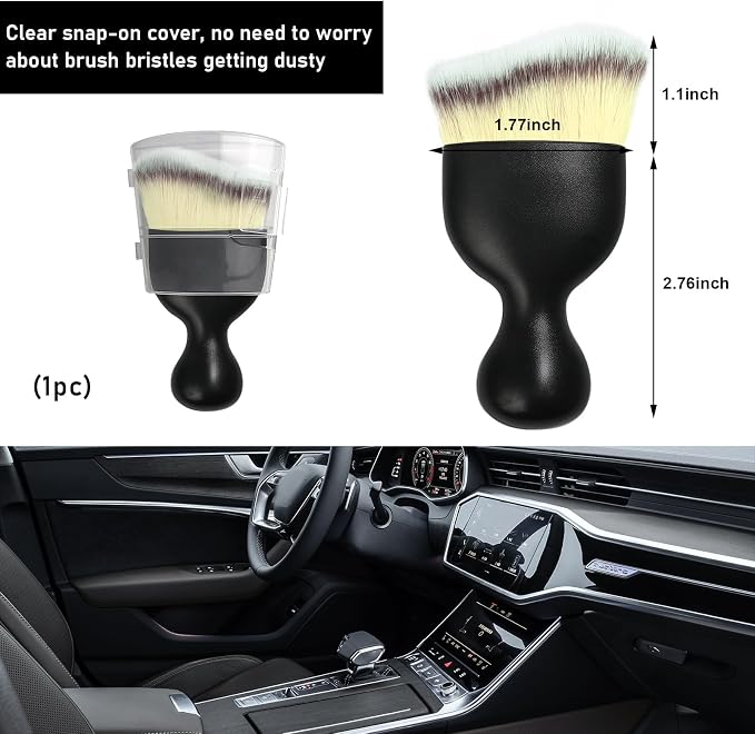 Ziciner Car Detailing Brush, Curved Soft Bristles Auto Removal Dust Collectors, Universal Vehicle Dashboard, Air Conditioner Vents etc Interior Cleaning Tool Accessories (Beige)