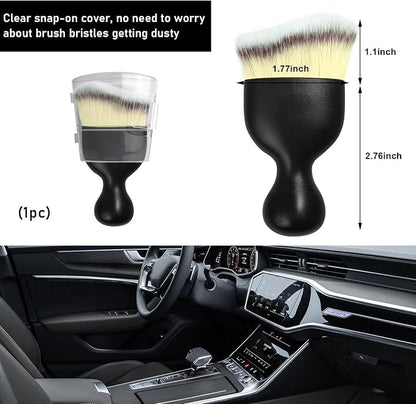 Ziciner Car Detailing Brush, Curved Soft Bristles Auto Removal Dust Collectors, Universal Vehicle Dashboard, Air Conditioner Vents etc Interior Cleaning Tool Accessories (Beige)
