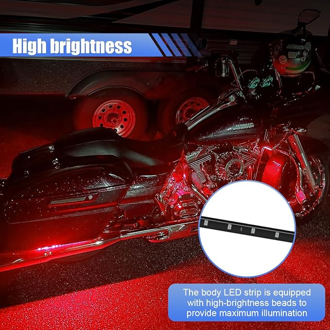 6PCS Car LED Light Strip for Underbody - 1Ft 12V Flexible Waterproof Car Underglow Strip Auto Interior & Exterior Decoration Light - High Brightness LED Strips for Motorcycle Boat (Red)