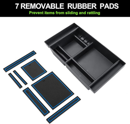 PIMCAR Center Console Organizer Compatible with 2019-2022 Chevy Silverado 1500/GMC Sierra 1500 & 2020-2023 Chevy Silverado/GMC Sierra 2500 HD/3500 HD (Full Console w/Bucket Seats ONLY) Blue Trim