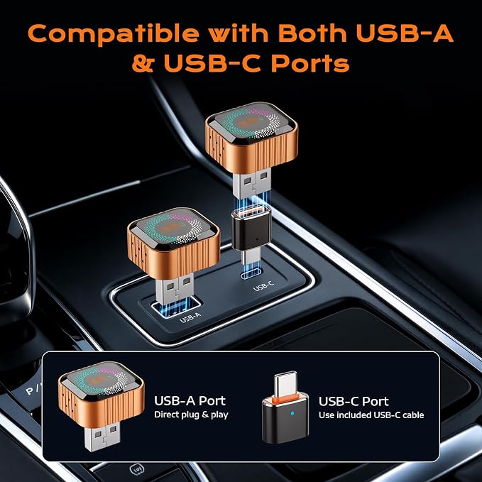 4-in-1 Wireless CarPlay Adapter with Screen Mirroring, Plug & Play No App | Watch Netflix/YouTube in Car, Android Auto AirPlay Mirror Link, Compatible with 800+ Cars iPhone Android, USB-A/C Input