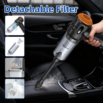 Sycoodeal Handheld Car Vacuum Cleaner, 25000PA Strong Cyclonic Suction Portable Mini Vacuum Cordless with Digital Display Lightweight Handheld for Pet Hair, Car, Home, Office, Kitchen (Orange)