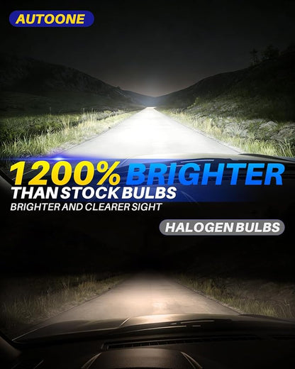 AUTOONE 9007 LED Bulbs, Ultra-Bright HB5 Lights, 3 Min Quick Install Wireless Direct Fit, No Flicker, 99% Compatibility, Pack of 2