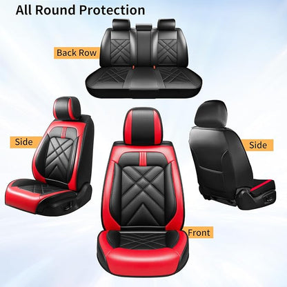 Equinox Car Seat Covers Fit for Chevrolet/Chevy Equinox 2011-2026, Full Coverage Leather Waterproof Breathable Seat Covers, Automotive Seat Protectors, Airbag Compatible, (5 Seats, Red Black)