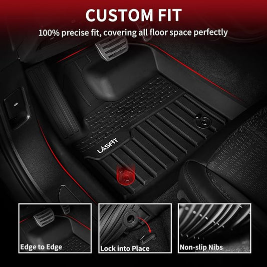 LASFIT Floor Mats Fit for Land Rover Range Rover Velar 2017-2026 & Jaguar F-Pace 2017-2026, Custom Fit TPE All Weather Waterproof Floor Liners 1st & 2nd Row Car Mats, Black