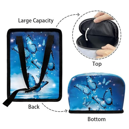 BIGCARJOB Blue Butterflies Car Trash Bin for Back Seat Car Interior Accessories Waste Basket Storage for Vehicle Truck,Women Girls Travel Camping Picnic Lage Trash Can Garbage Bin