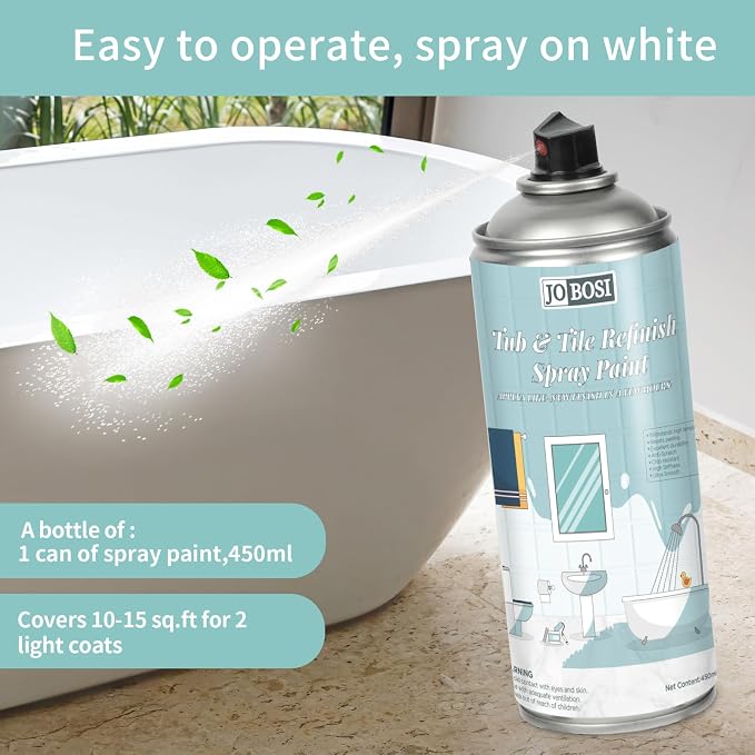 White Ceramic Tub Spray Paint （16 FL Oz *2 pack）- High-performance aerosol spray gun kit, Household appliances, refrigerator, ceramics, bathtubs, vases, bathroom floors, etc., furniture wood color change and more DIY coatings - Quick drying and smooth ...