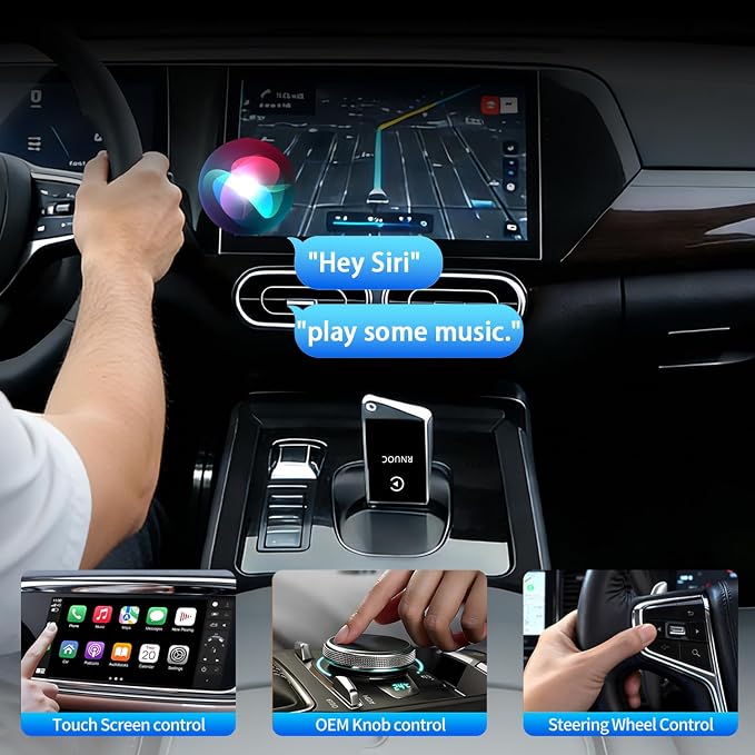 Wireless CarPlay Adapter for Apple iPhone - Zero Lag, Plug-and-Play Auto Connect WIFI & Bluetooth Control for Cars | Turns Factory Wired CarPlay to Wireless, from iOS 10+ to Screen w/USB C Car Adapter