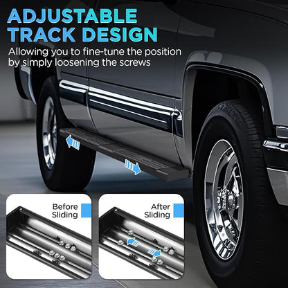 PZ 6.5" Running Boards Side Steps Compatible with Ford F-150 Super Crew Cab 4-Doors 2015-2026,2017-2026 Ford F250 F350 Super Duty Crew Cab Black Aluminum Alloy Side Steps Nerf Bars Ridge Pattern