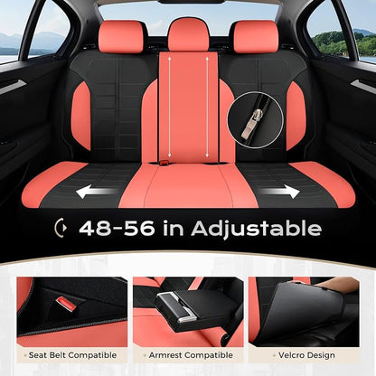 Coverado Leather Seat Covers Front and Rear Seat Cover 5 Seats Automotive Waterproof Car Seat Covers Universal Fit for Most Cars SUV Trucks, Red&Black