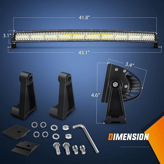 Nilight 42Inch LED Light Bar 2Pcs 4Inch 60W Spot Flood Lights Pods Off Road DrivingWork Lighting with 14AWG Wiring Harness Kit-3 Leads for Truck Tractor Pickup Boat SUV ATV UTV Car Van Camper
