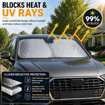 Audi Q3 Q4 Q5 Windshield Sun Shade, Custom Fit Foldable Front Window Sunshade Protector, Blocks UV Rays and Reduces Heat, Fits 2019–2026 Models