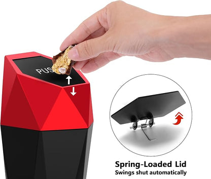 Ginsco Car Trash Can Cup Holder, Mini Car Trash Can with Lid, Car Accessories for Interior, Leakproof Small Trash Cup for Car, Home with Additional 2 ABS Hooks and 90pcs Trash Bags Red