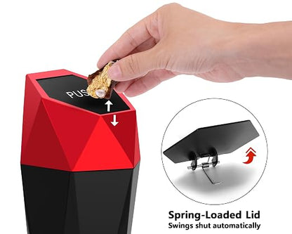 Ginsco 2 Pack Car Trash Can with Lid, Cup Holder Garbage Can for Car, Garbage Bin Cars Accessories for Interior, Leakproof Small Trash Bin, Mini Trash Can for Cars, Home, Bedroom, Office (Red)