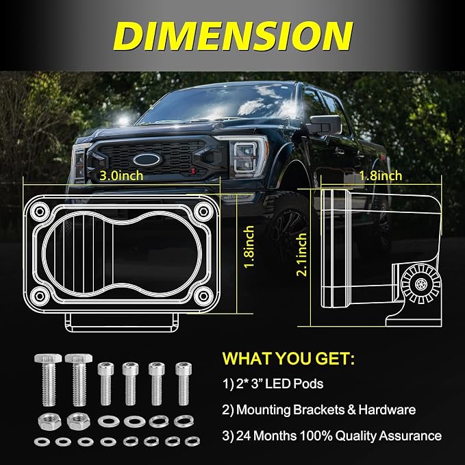LED Pods, AKD Part 3 Inch CREE LED Off Road Driving Lights 40W Spot Flood Combo Small Ditch Light Fog Lights Pods 2 Packs for Truck Motorcycle SUV UTV ATV Dirt Bike Surron
