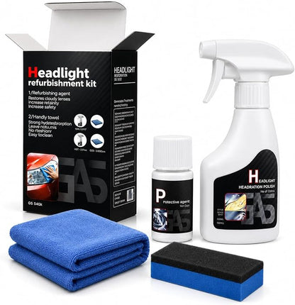 Headlight Restoration Kit Professional Ceramic Coating Headlight Cleaner for Used Car Renovation & Enhance Night Driving Safety for Families & DIY Beginners No Sanding UV Shield Lens Restorer