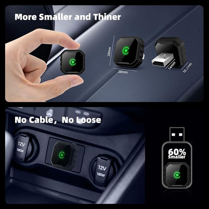 Wireless CarPlay Adapter for iPhone, Mini USB Design for Cars with Wired CarPlay, Fast Connection,5.8GHz WiFi,No Delay, Compatible with iOS 10+ & iPhone 6+, USB/Type C,Plug and Play (Dark Black)