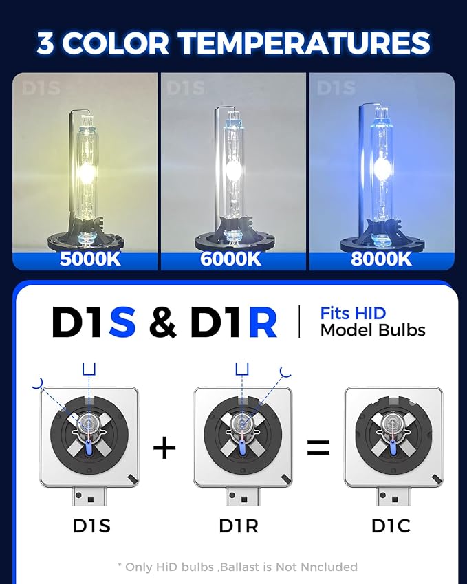 Marsauto D1S HID Bulbs, 66144 66140 85140 85415 (85415C1) for HID Replace, 35W 6000K Cold White Xenon Bulb, Plug and Play, Pack of 2