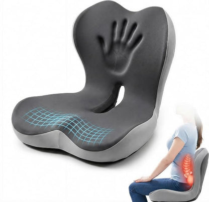 Car Seat Cushion with Back Support for Driving, Ergonomic Support Relief Pad for Auto/Truck/Office, Hollow Ventilation, Anti-Slip Driver Seat Cushion, Washable Cover, 18.1"x17"(Two-Tone Gray)