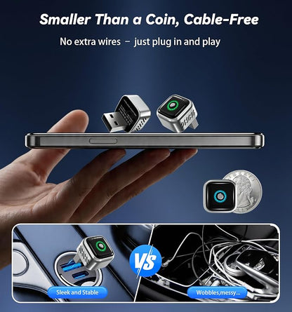 2026 Upgraded Wireless CarPlay Adapter with Buttons for Privacy Call & Two-Phone Fast Switch, Aluminum Cooling, Dual-Band WiFi, Mini Cable-Free, Compatible with Apple CarPlay & Android Auto, Gray