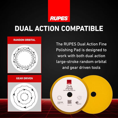 RUPES 9.DA150M Pack of 48 Yellow D-A Fine Finishing Foam Pads 150mm | Ideal for Paint Correction & Gloss Enhancement | Moderate to Fine Defect Removal | Compatible with 5" Backing Plate