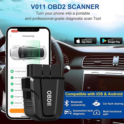 OBD2 Scanner Bluetooth 5.4, Wireless Car Code Reader & Diagnostic Scan Tool for iOS & Android, Check Engine Light Reset, Live Data & Battery Voltage Test, Exclusive OBD Home App