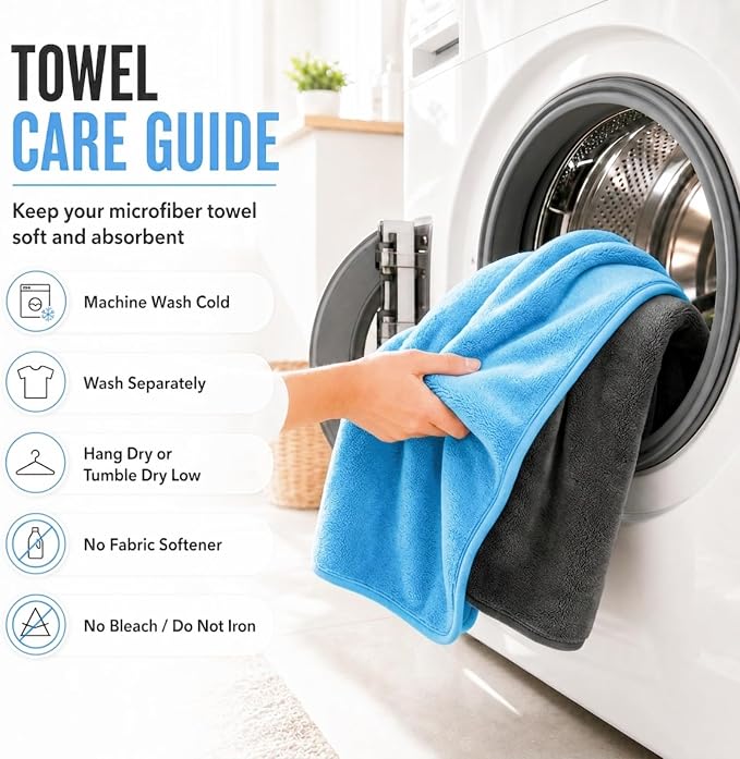 1400 GSM Car Drying Towels – XXL Microfiber Towels for Cars (48" x 24"), Ultra-Absorbent, Streak-Free, Scratch-Free, No Water Spots, Double-Twist Pile & Edgeless Design
