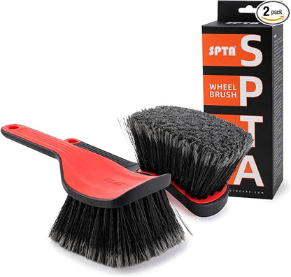 Wheel Face Brush,2Pcs Wheel Brush, Carpet Cleaning Brush,Stiff Synthetic Bristles,Ergonomic Design Handle, Scrub Brush for Floor Mats,Car Wheel Hub Cleaning,Car Interior,Home Soft Flagged-Tip Bristles