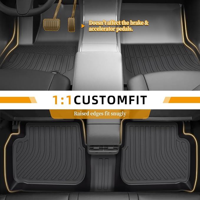 Floor Mats for Toyota Corolla 2003 2004 2005 2006-2008(NOT for with Rear Seat Vents), 2007 Corolla Floor Mats, Custom Fit TPE Corolla Mats Accessories, 1st & 2nd Rows All Weather Protection