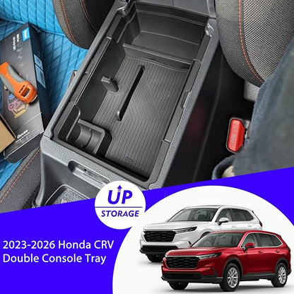 2PCS 2026 Honda CR-V CRV Hybrid Accessories Double Center Console Organizer Tray for 2026 2025-2023Honda CR-V (Hybrid) Console Organizer 2025 CRV Console Armrest Tray 2026 CR-V Storage Box