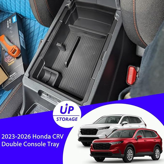 2PCS 2026 Honda CR-V CRV Hybrid Accessories Double Center Console Organizer Tray for 2026 2025-2023Honda CR-V (Hybrid) Console Organizer 2025 CRV Console Armrest Tray 2026 CR-V Storage Box