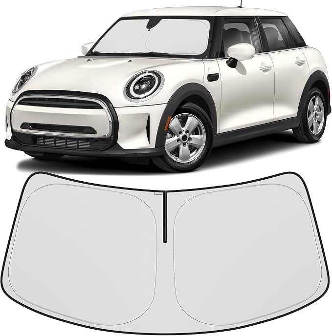 Windshield Sunshade Compatible for 2015-2023 2024 2025 BMW Mini Cooper F55 Accessories Front Window Shield Sun Visor Protector Foldable Blocks UV Rays