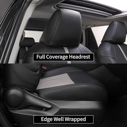 EKR Rav4 Seat Covers Custom Fit for Toyota Rav4 2021-2024 Prime SE,XSE & 2019-2025 Hybrid/PHEV SE,XSE, Leather Car Seat Cover Full Set for SUV,Faux Leather(Black+Light Gray)