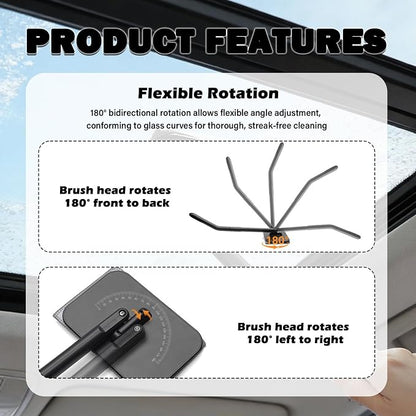 Aokdom Car Windshield Cleaner Tool Kit,2026 New Inside Windshield Cleaning Tool with Detachable Handle & 180° Swivel Head,Universal Car Glass Cleaner Tools for Fog & Dust Cleaning