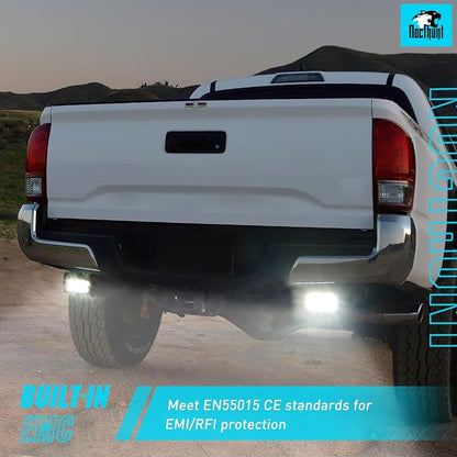 Nilight Flush Mount LED Pod Lights 2 PCS 4.7 Inch 4LED Flood Beam Bumper Offroad Driving Backup Reverse Work Light for Truck ATV UTV