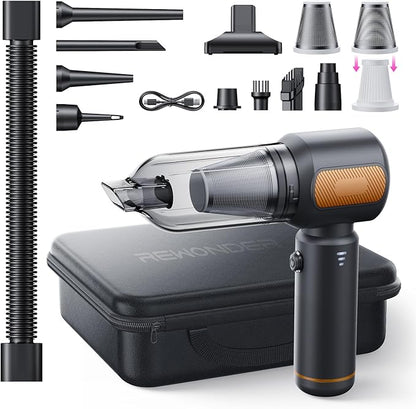REWONDER Car Vacuum Cleaner High Power, 22000Pa Vacuum Cleaner & 110000RPM Air Duster, Handheld Vacuum with 7800mAh Battery, Storage Bag & Multi-Nozzles for Car, Home, Office