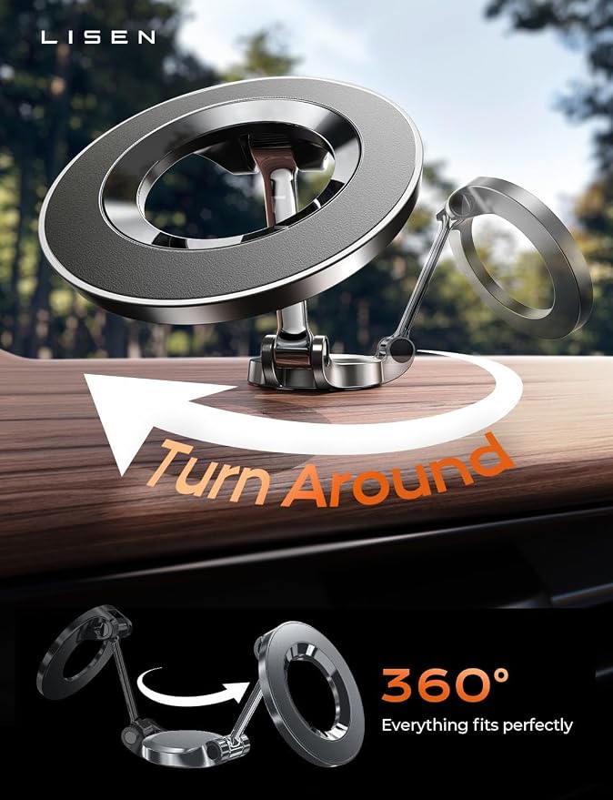 LISEN for MagSafe Car Mount 2 Pack, Classic Magnetic Phone Holder for Car, Car Phone Holder Mount, Dash Car Accessories Gifts for Women Men, for iPhone 17 Pro Max Air 16 15 14 13 12
