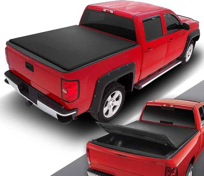DNA Motoring Truck Bed Soft Tri-Fold Adjustable Tonneau Cover Compatible with 95-04 Tacoma 6Ft Styleside Bed, TTC-TRISOFT-051