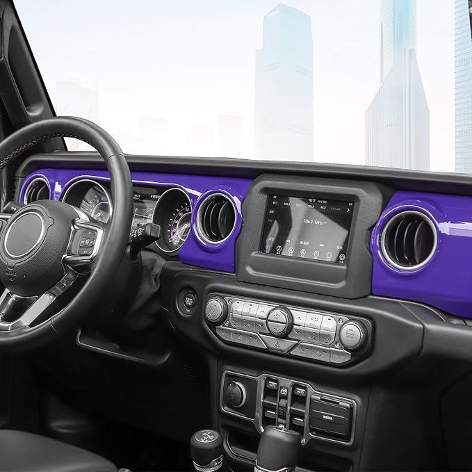 RT-TCZ Center Console Trim Cover Dashboard Control Panel Cover Decorative Interior Accessories for Jeep Wrangler JL JLU & Gladiator JT 2018-2022,Purple