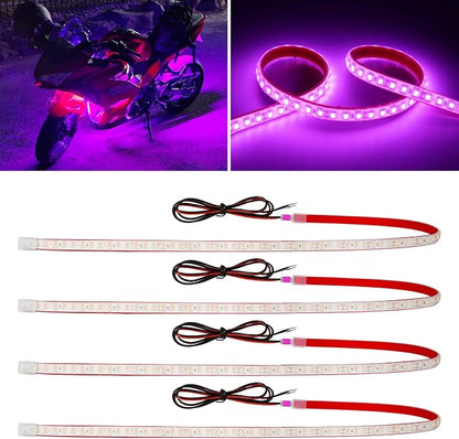 DUOFU365 Pink Led Strip Lights,24inch 12V Interior Light Strip IP68 Waterproof Cuttable for Car Motorcycles Boat Golf Cart Truck Cargo Home Decoration with Strong Nano Tape(4PCS)