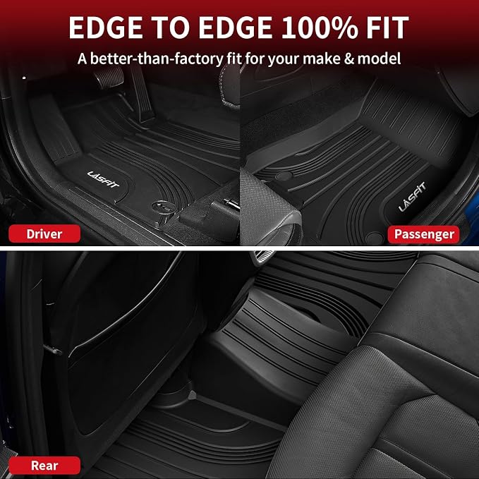 LASFIT Floor Mats for Hyundai Elantra 2026 2025 2024 2023 2022 2021 (Only Fit Gas & Automatic) & Elantra N 2022-2026 (Only Fit Automatic) Custom Fit TPE All Weather Floor Liners Car Mats, Black