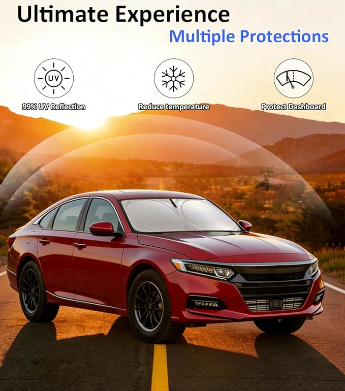 Windshield Sun Shade for Honda Accord 2018-2022 Accessories, Car Front Window Sun Visor Protector & Heat Shield | 240T Sunshade Protection Blocks UV Rays Keep Your Car Cooler