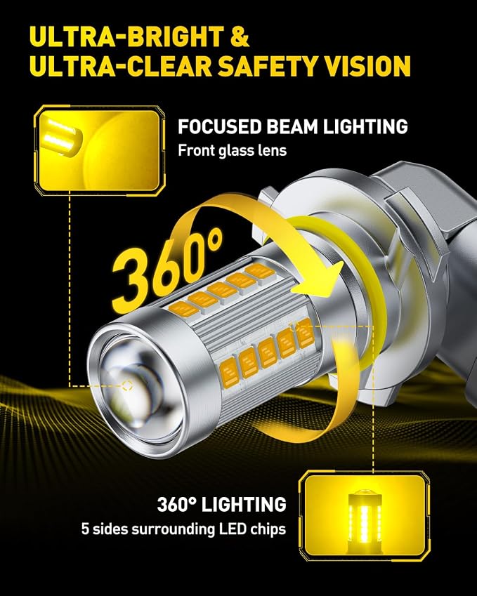 AUXITO 9145 9140 H10 LED Fog Light Bulbs, 6500K Cool White CSP LED Fog Lights, True 1:1 Mini Size Replacement Fog Bulb, 360° Full Illumination, Play and Plug, Pack of 2