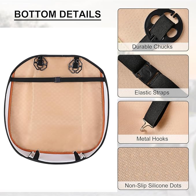 Ultra-Luxury PU Leather Car Seat Protection Cover Car Seat Cover for Most Four-Door Sedan&SUV,Single Seat Cover Without Backrest 1PCS (W 20.8× D 21× T 0.2inch) (3D-Beige)