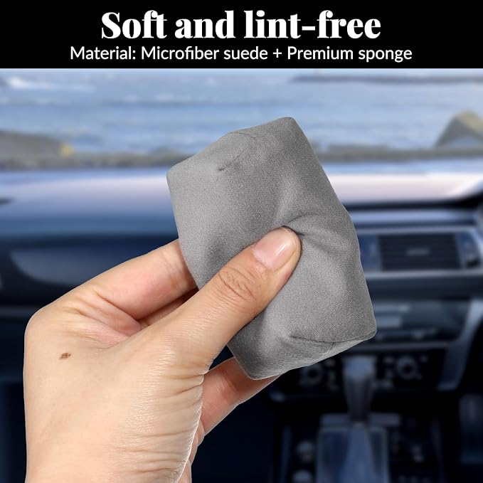 Suede Microfiber Applicator Pad Ceramic Coating Sponge Pad Suede Car Detailing Sponge Multi-Purpose Wax Applicator Pads for Car Applying Wax Sealants Other Conditioners (6PCS)