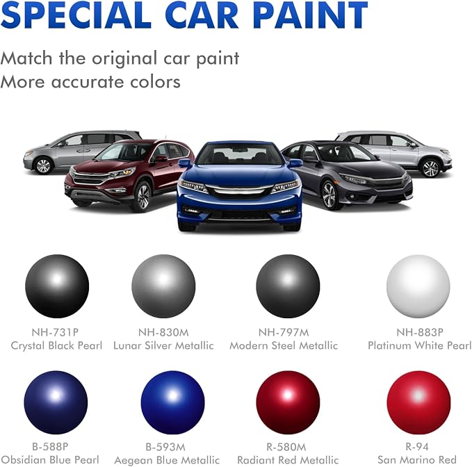 NH797M Modern Steel Metallic Touch Up Paint for Honda, DIY Car Paint Scratch Repair Kit, Automotive Paints, Quick Easy Fix Scratch Repair for Civic/CR-V/Odyssey/Accord/Pilot/HR-V/Fit/Passport