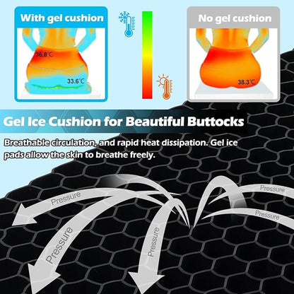20" Gel Seat Cushion for Long Sitting Pressure Relief - Jumbo & Thick Gel Cushions for Office Chairs - Tailbone Pain Relief Cushion, Sciatica & Back Support, Wheelchair Cushions & Car Seat Cushion