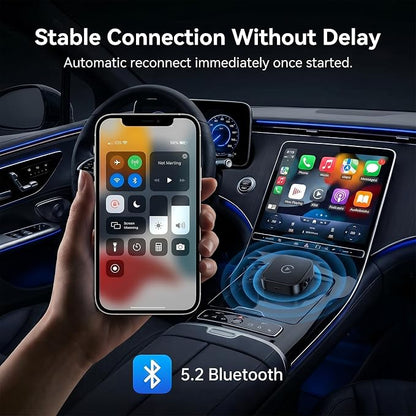 2-in-1 Wireless CarPlay Adapter for Apple iPhone & Android, Plug & Play USB CarPlay Dongle Converts Wired to Car Play Wireless Adapter with Type-C Extension Suitable for 800+ Vehicles