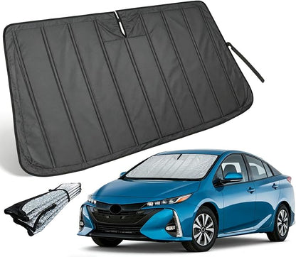 Thickened Windshield Sun Shade for Toyota Prius 2016-2022 | Accordion Front Window Sunshade Aluminum Reflective UV Protection Shield, Foldable Sun Visor with Storage Bag Car Accessories